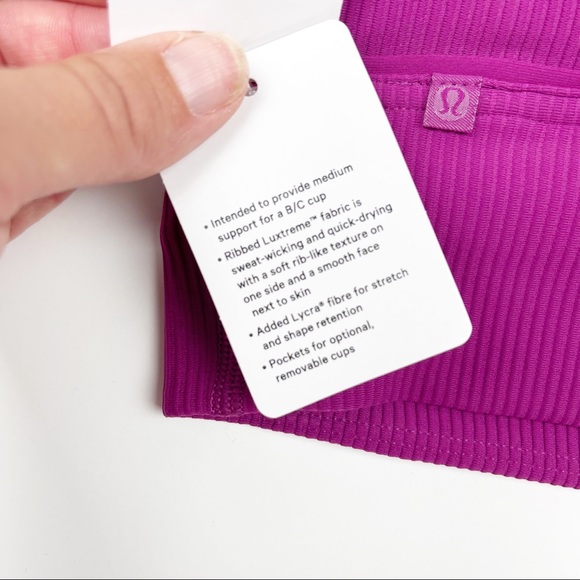 NWT Lululemon Energy Bra Long Line Ribbed Deep Fuschia 4 - Picture 6 of 6